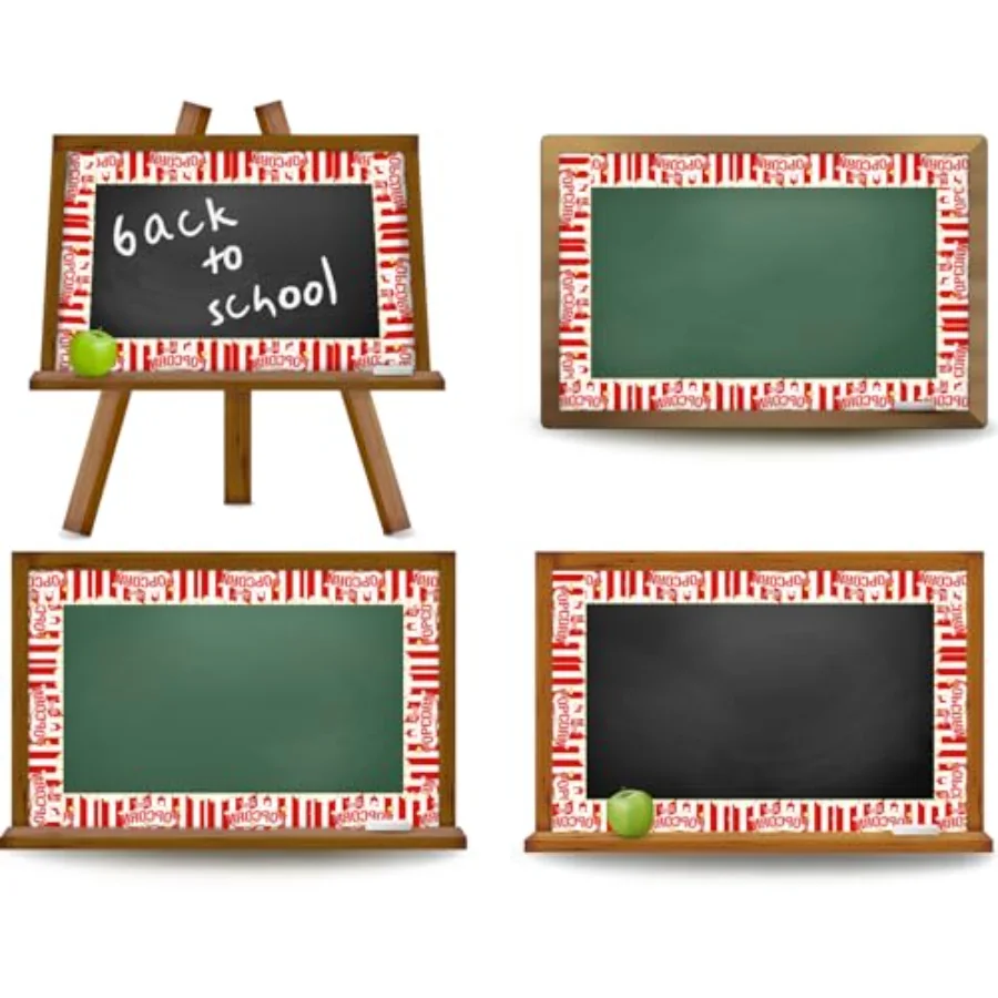 32.8ft Popcorn Bulletin Board Borders Red White Stripe Popcorn Die-Cut, view 3