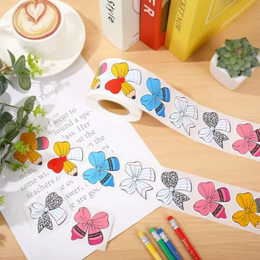 Back to School Bow Stickers 504 Pcs Colorful Pencil Composition Notebook, view 3