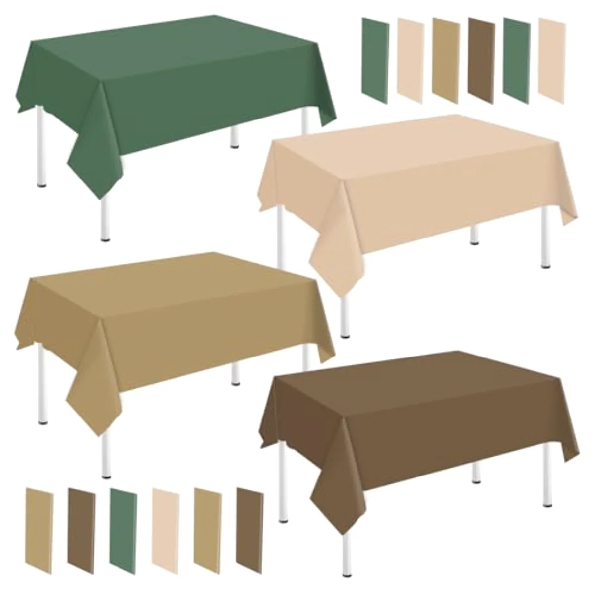 12Pcs Woodland Themed Plastic Tablecloth Rectangle Table Cover Sage Green