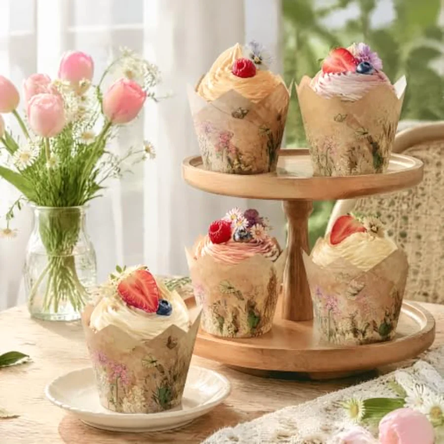 100Pcs Wildflower Tulip Cupcake Liner, view 4