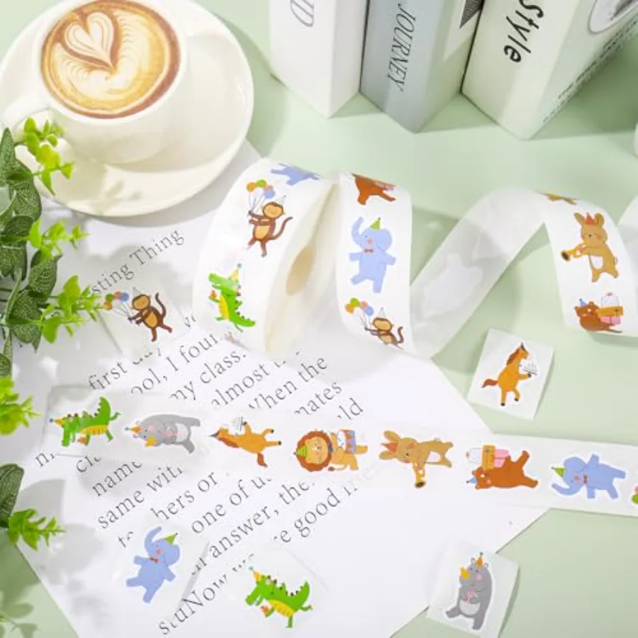 1000Pcs Party Animals Stickers Roll Seal Stickers Funny Animal, view 3