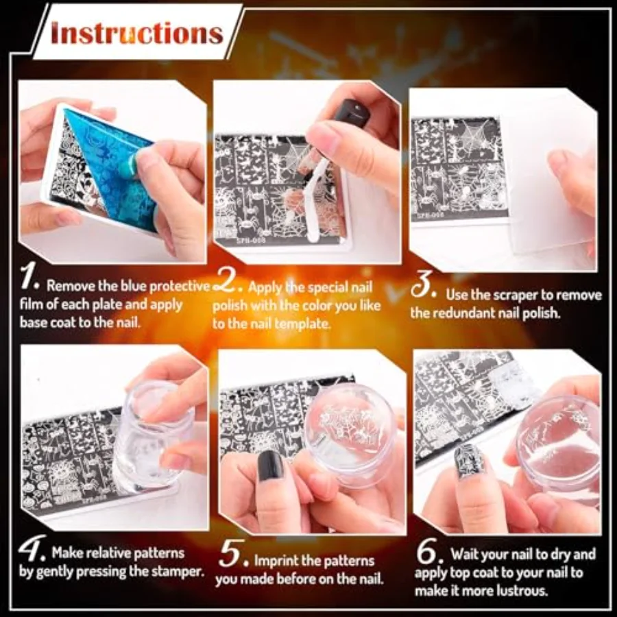 6 Pcs Coquette Nail Plates Stamping Set Bow Cherry Heart Stamp Templates, view 4