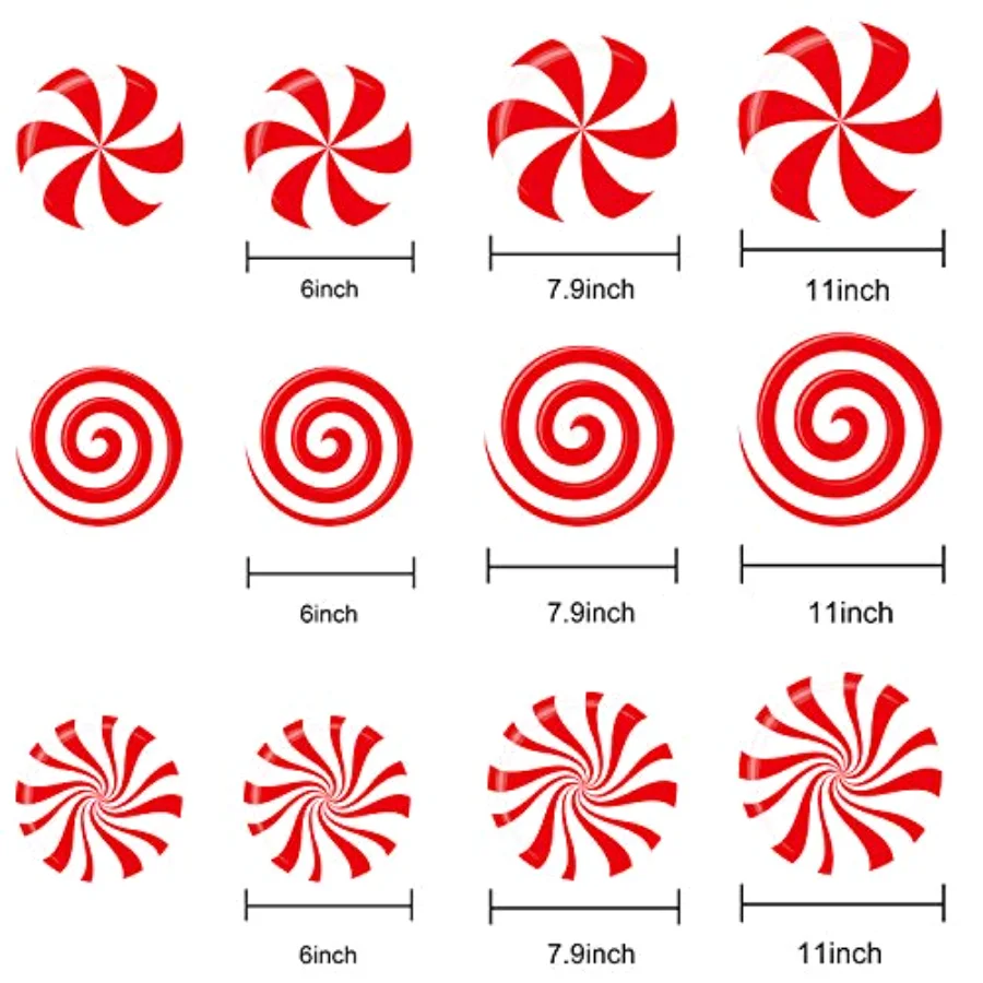 108Pcs Christmas Peppermint Floor Decals Candy Snowflake Stickers Xmas, view 2