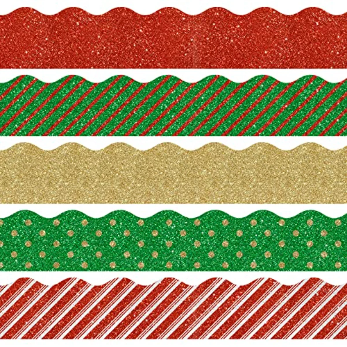 69Ft Christmas Glitter Bulletin Board Borders 5 Designs Shine Stripe Dot
