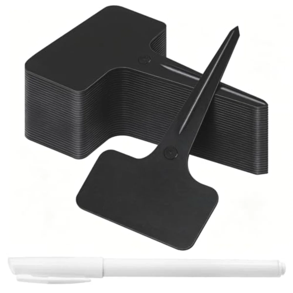 100 Pcs Plastic Plant Labels Black T-Type Garden Stake Tags Waterproof