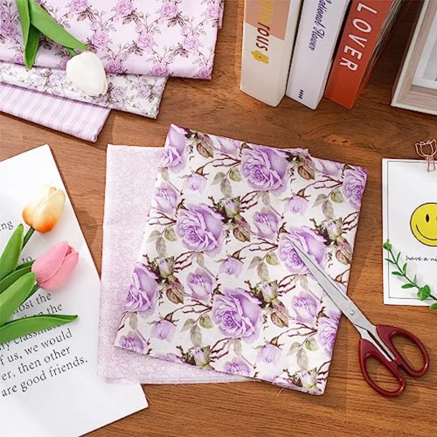 12 Pcs Vintage Floral Cotton Fabric Bundles 18 x 22 Inch Retro Floral Fat, view 4
