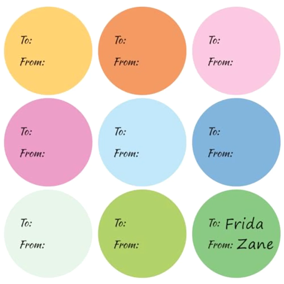 315Pcs Pastel Gift Tag Stickers 2.5 Inch to and from Colorful Circle
