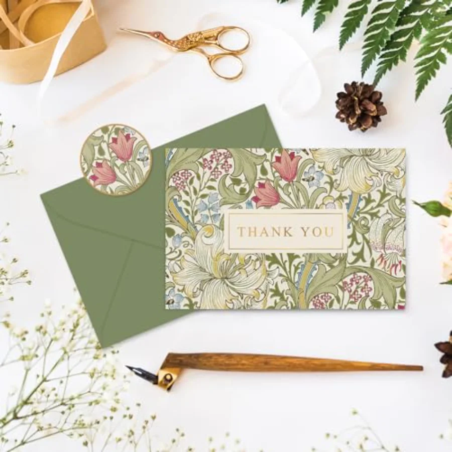 24 Pack Floral Gold Foil Thank You Cards with Envelope & Sticker, view 4