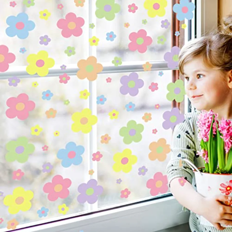 9 Sheets Spring Flowers Window Clings Back to School Colorful Flowers, view 4