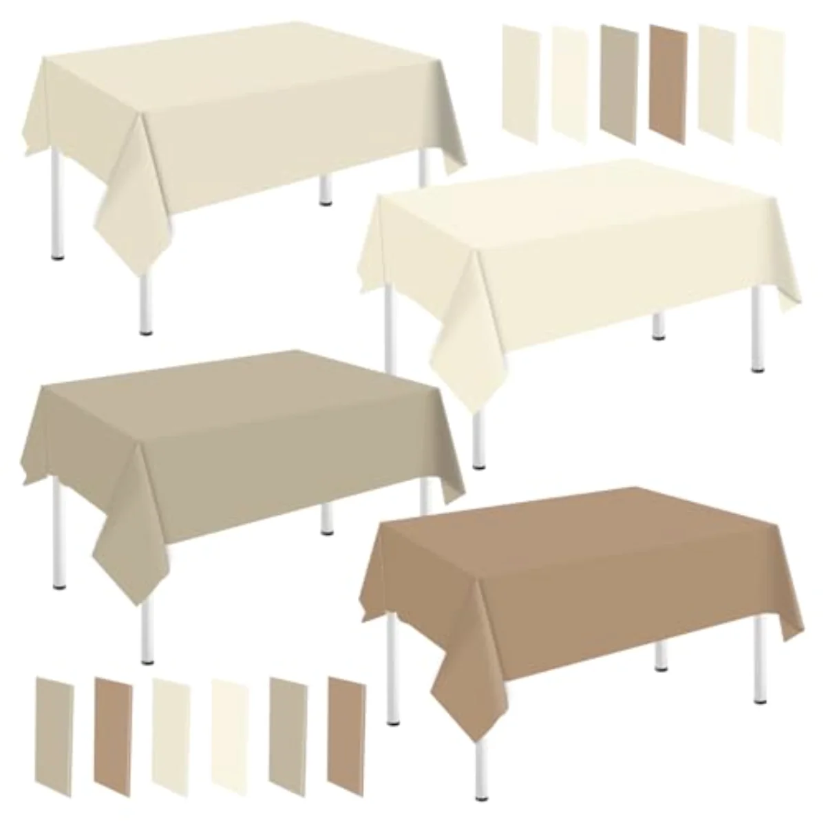 16 Pcs Neutral Color Plastic Tablecloth Beige Nude Cream Rectangle Table