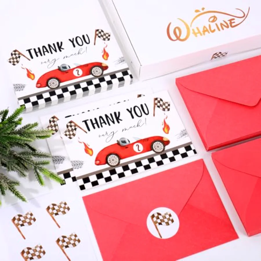 50 Pack Race Car Thank You Cards Red Racing Theme Greeting Card with, view 4