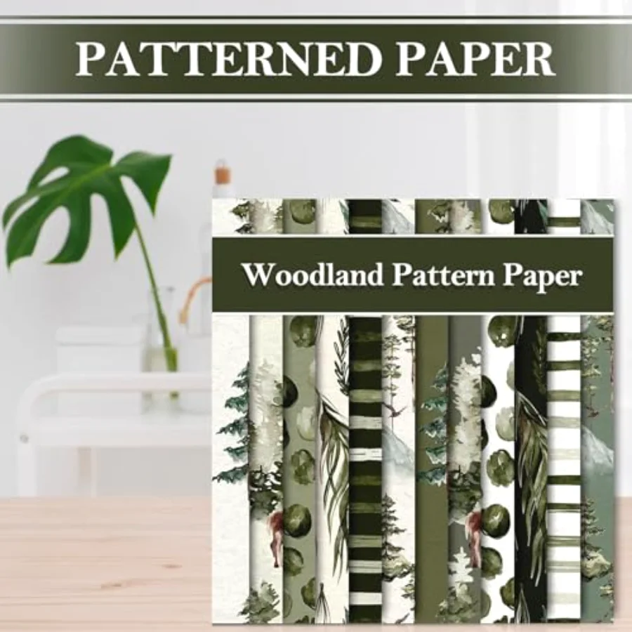 24 Pack Christmas Pattern Paper 12 Designs Watercolor Forest Scrapbook, view 4