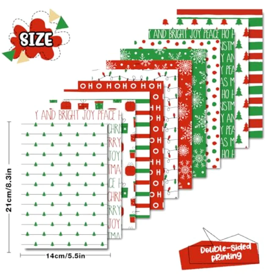 60Pcs Merry Christmas Pattern Paper HOHOHO Scrapbook Specialty Paper, view 2