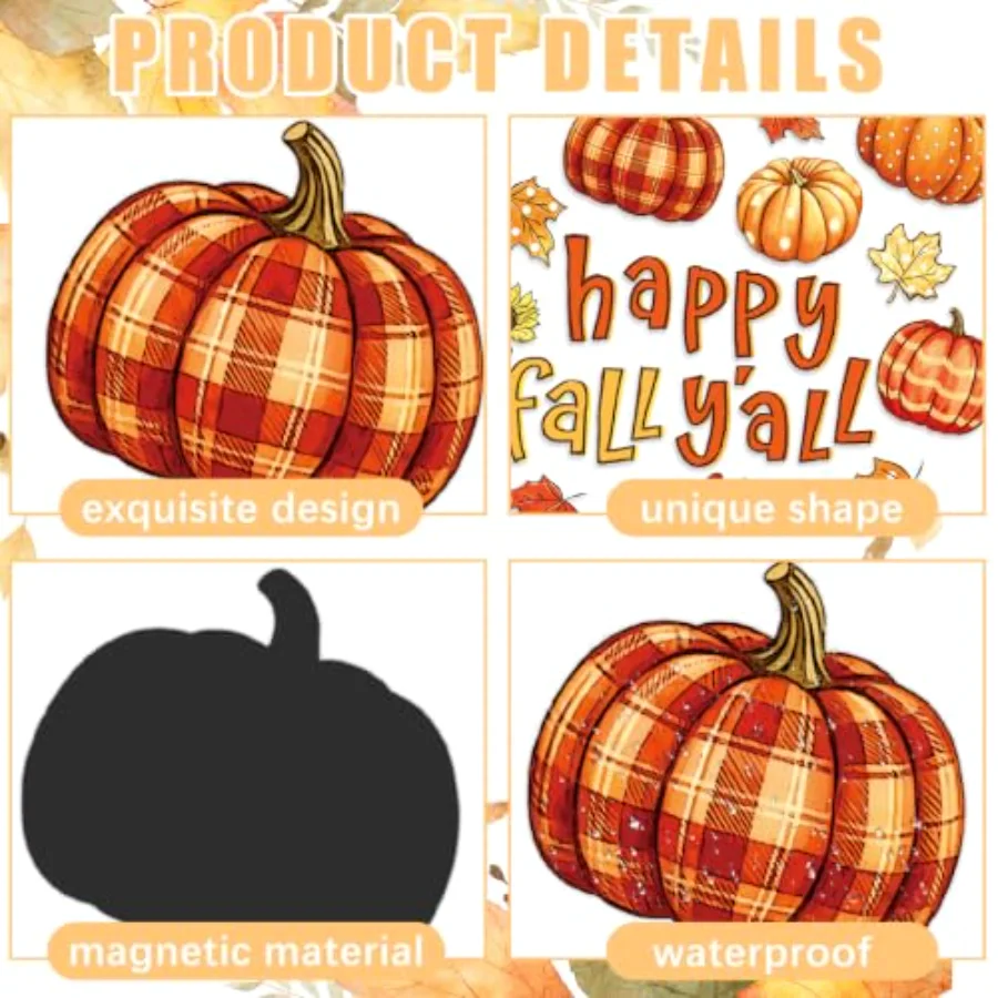 21 Pcs Happy Fall Y'all Refrigerator Magnets Pumpkin Sunflower Maple Leaf, view 3