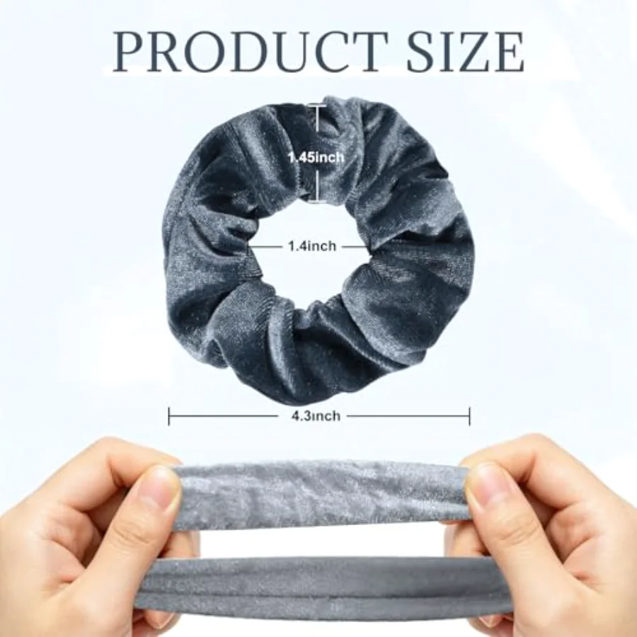 12Pcs Blue Gray Theme Hair Scrunchies Velvet Elastics Scrunchy Bobbles, view 2