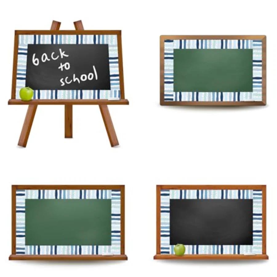 32.8Ft Summer Classroom Bulletin Board Border Dusty Blue Dot Stripe, view 3
