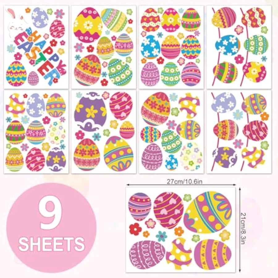 Easter Wall Decor Stickers Happy Easter Egg Flower Wall Decals Small Room, view 2