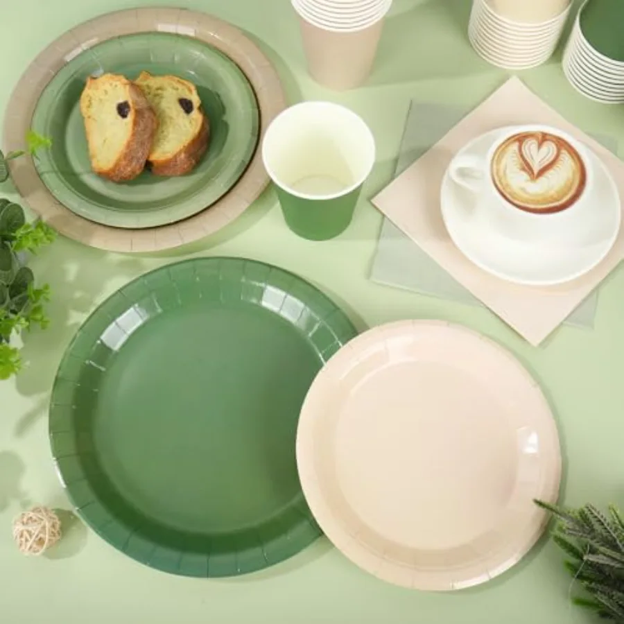 244Pcs Nude Sage Green Tableware Set Serves 48 4 Colors Disposable, view 4