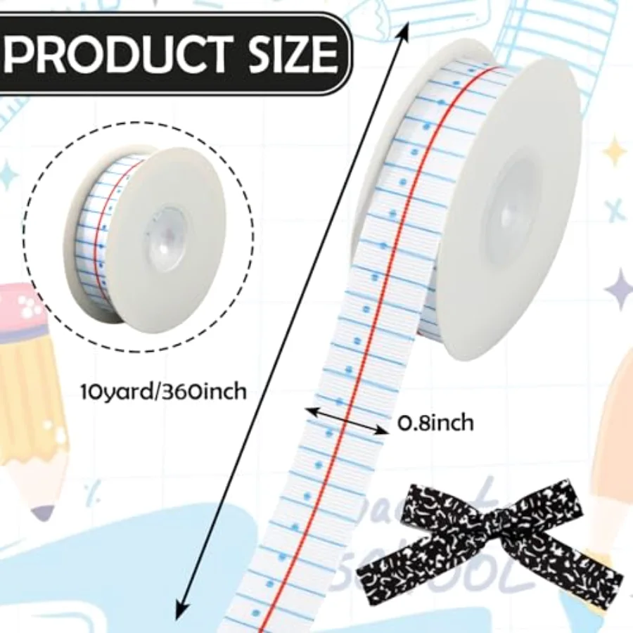 Back to School Grosgrain Ribbon 0.8 Inch Notebook Composition Decorative, view 2