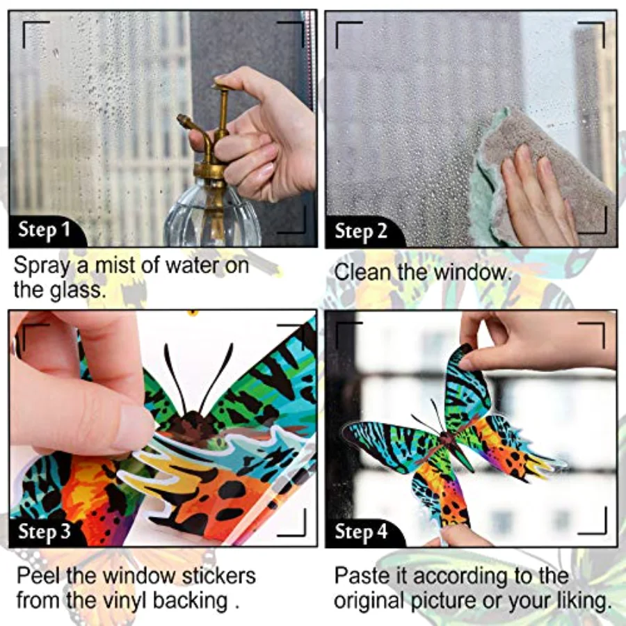 24Pcs Colorful Butterfly Window Clings, view 3