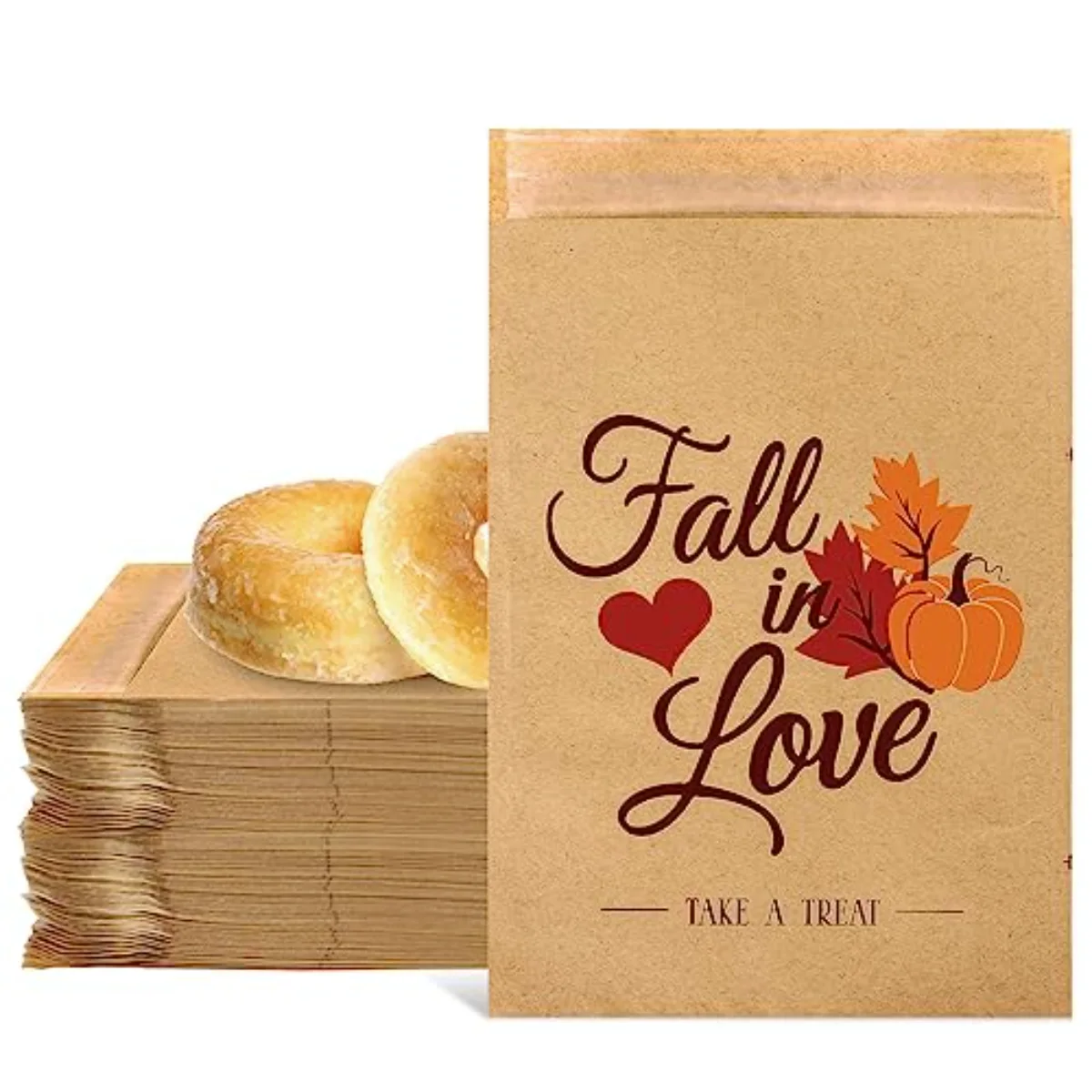 100 Pack Fall Wedding Favor Candy Bags Fall in Love Treat Bags Pumpkin