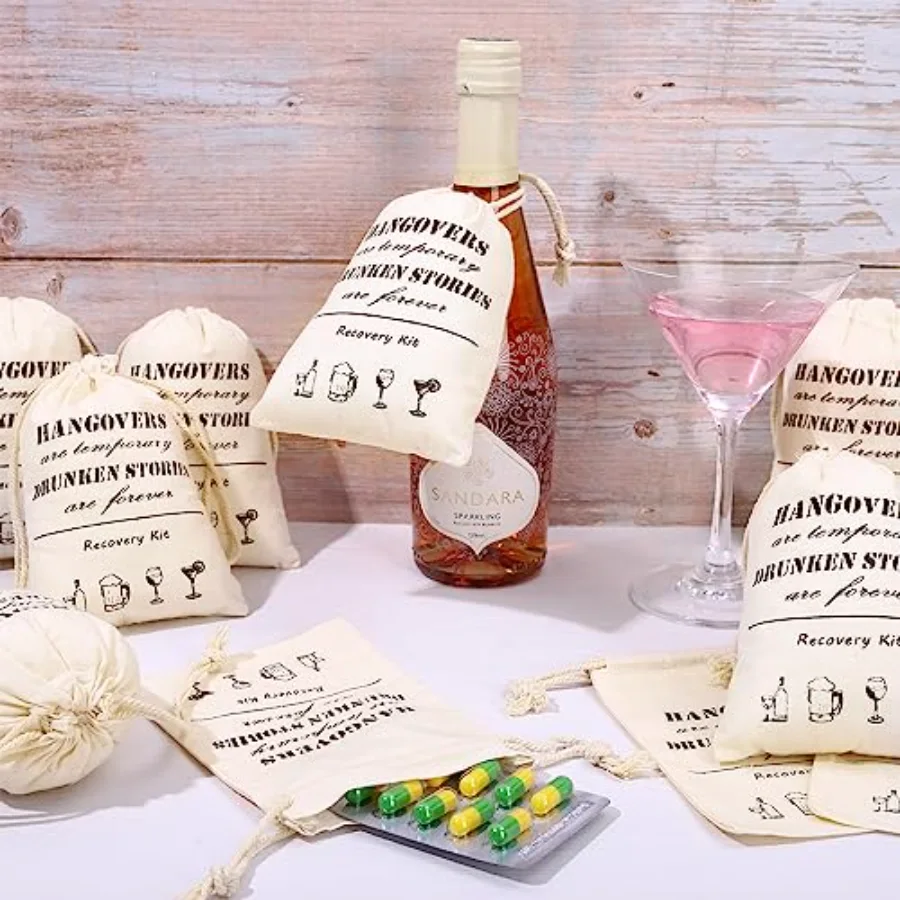 30 Pcs Bachelorette Hangover Kit Bags Cotton Gift Bags Muslin Drawstring, view 4