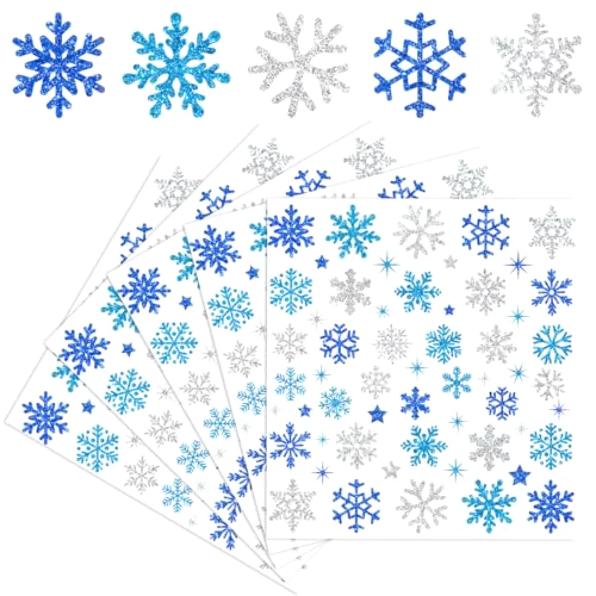 330 Pcs Winter Glitter Stickers 3 Colors Snowflake Decals Christmas Self