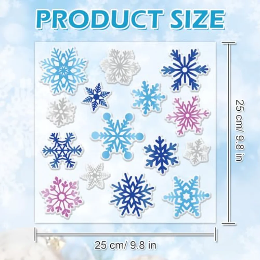 30Pcs Winter Thick Gel Clings Christmas Blue Purple Silver Snowflake, view 4