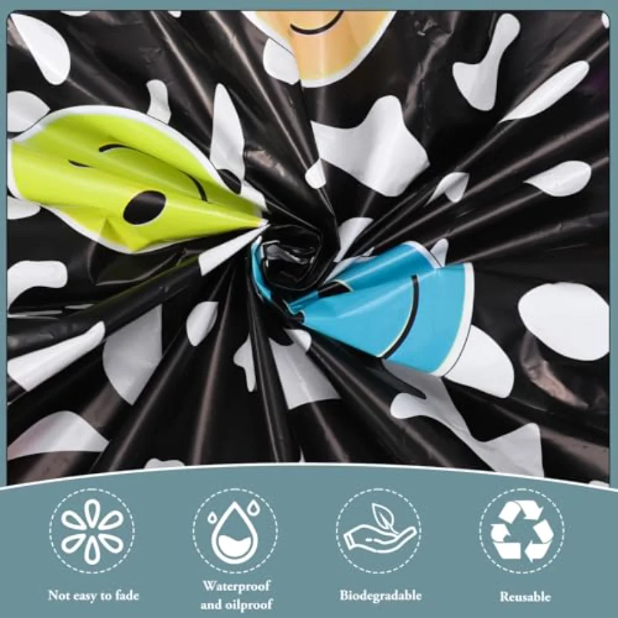 4 Pcs 14.1ft Black and White Composition Book Table Skirt Cloths for, view 4