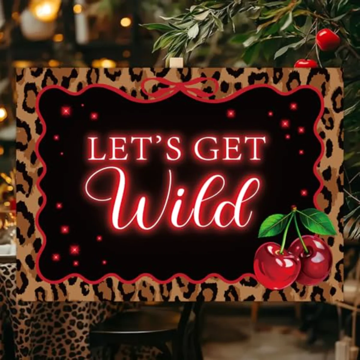 7 x 5 Ft Cheetah Cherry Birthday Party Decorations Let's Get Wild Backdrop
