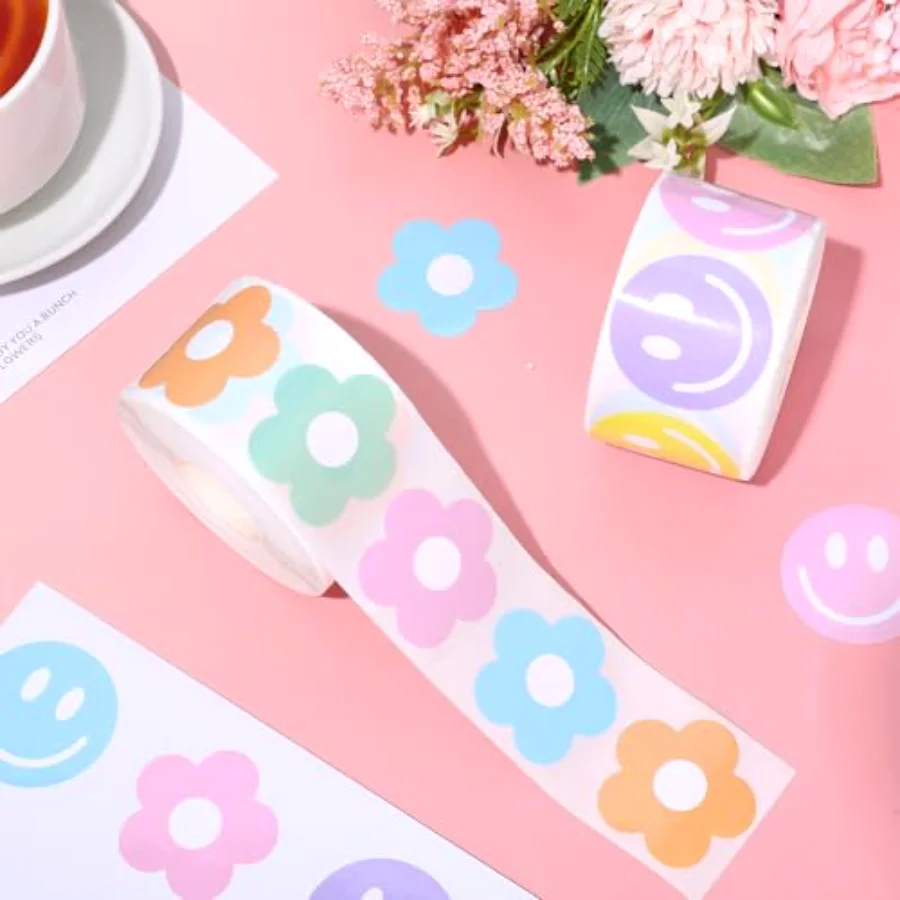 1000 Pcs Boho Smile Stickers Back to School Colored Happy Face Daisy, view 3