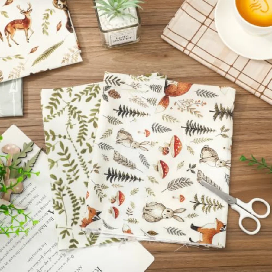 8Pcs Woodland Cotton Fabric Bundles, view 4