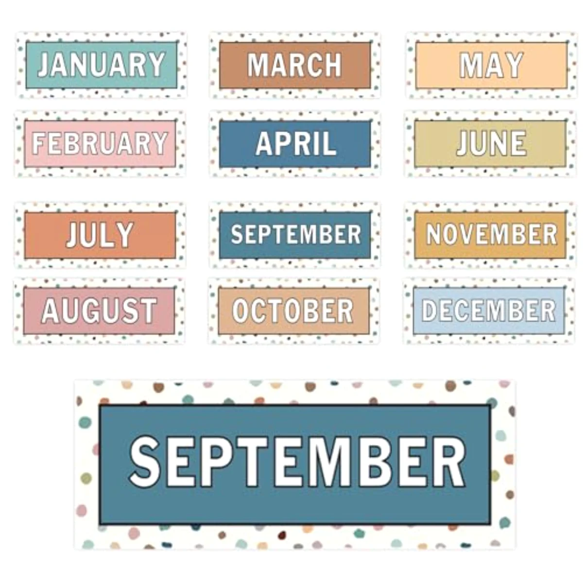 12 Pcs Months of The Year Bulletin Board Set Boho Color Monthly Headliners