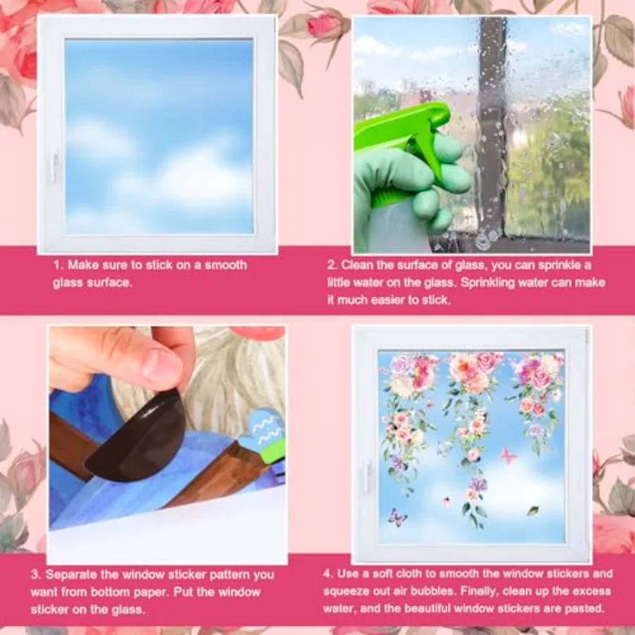 9 Sheets Spring Summer Hanging Flower Vine Window Cling Stickers, view 3