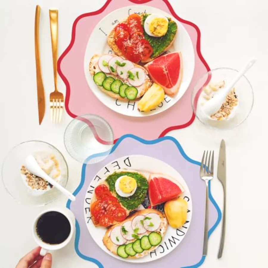 60 Pcs Wavy Round Paper Placemats Colorful Scalloped Disposable Place Mats, view 4