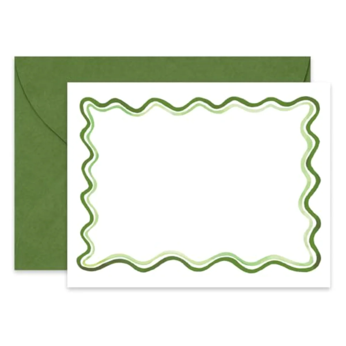 24Pcs Flat Blank Notes with Envelopes Blank Index Cards Watercolor Green