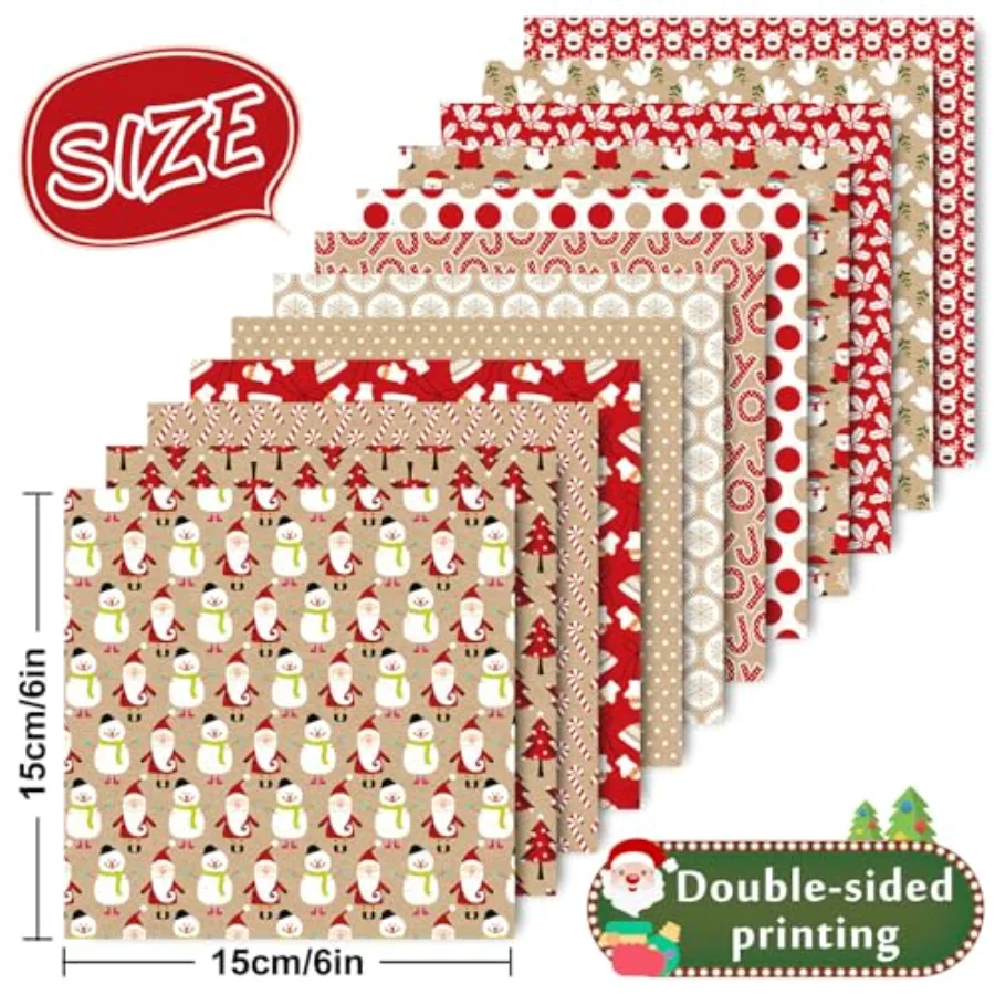 24 Sheets Christmas Pattern Paper Santa Reindeer Snowman Scrapbook, view 2