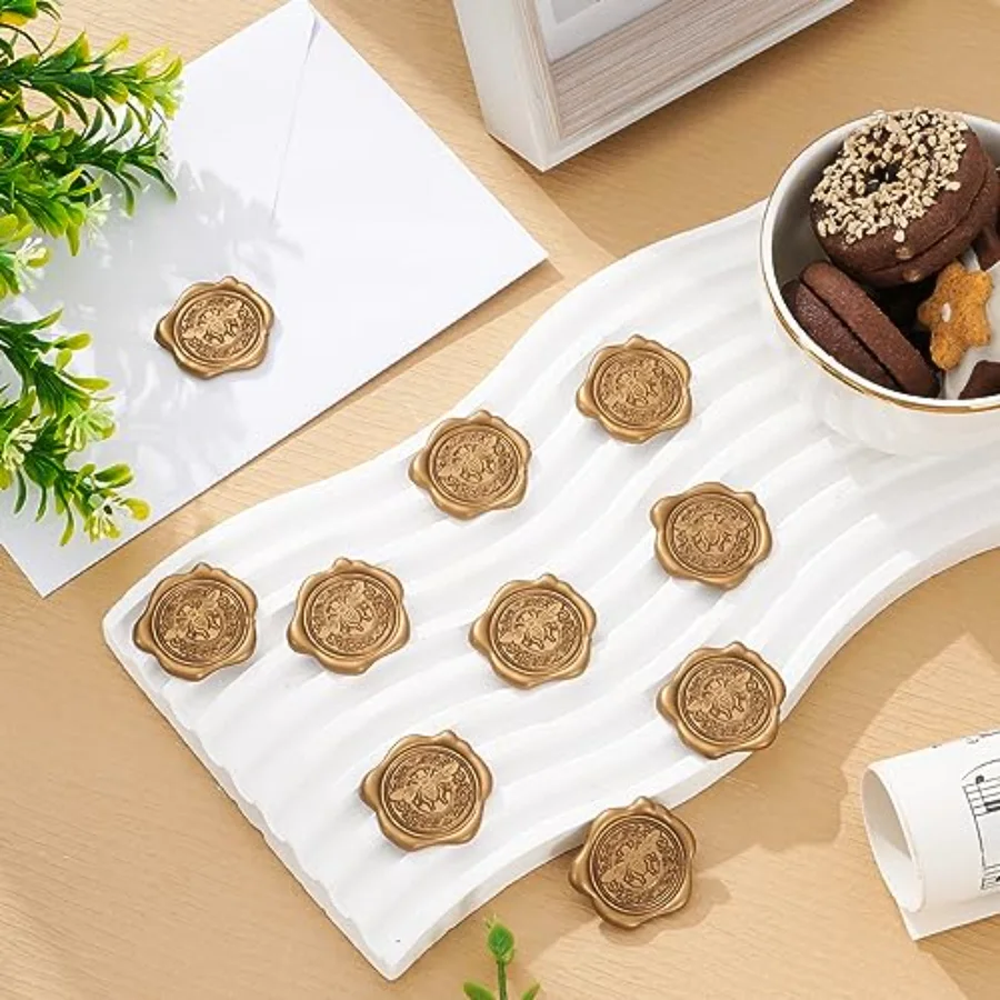 50 Pcs Wax Seal Envelope Seal Stickers Gold Bee 3D Self-Adhesive Embossed, view 3