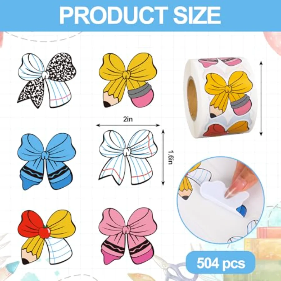Back to School Bow Stickers 504 Pcs Colorful Pencil Composition Notebook, view 2