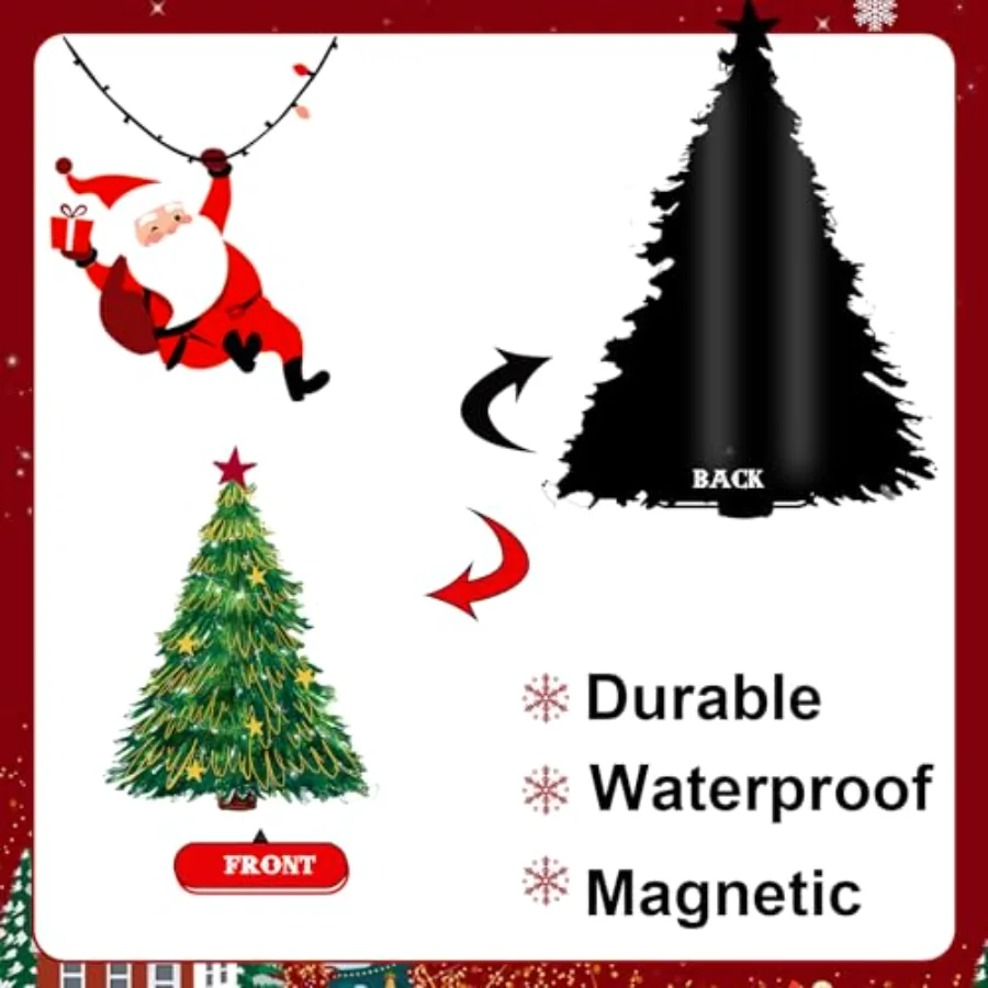 22Pcs Merry Christmas Garage Door Magnets Red Green Gold Xmas Tree, view 3
