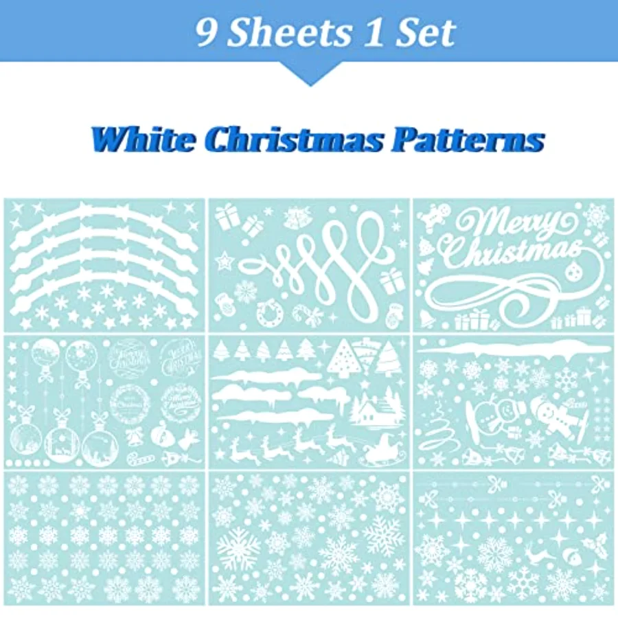 9 Sheets Christmas Window Clings Stickers Double-Sided Merry Christmas, view 4