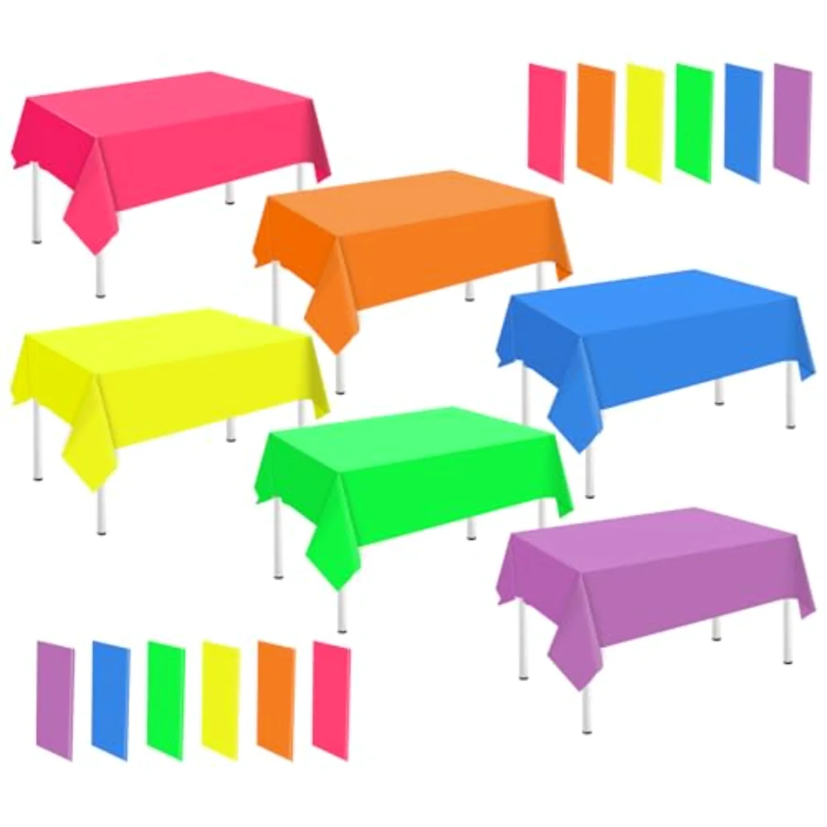 24Pcs Neon Color Plastic Tablecloth