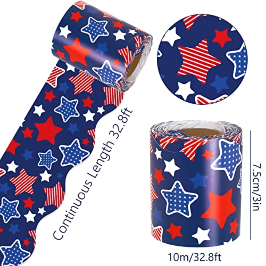 32.8ft Patriotic Star Bulletin Board Borders, view 2