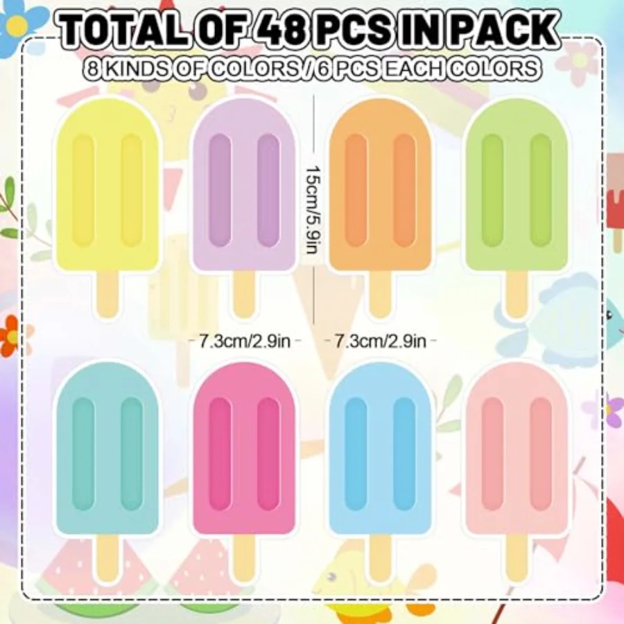 Summer Ice Pop Cutouts Colorful Ice Lolly Paper Cut Outs Back to School, view 2