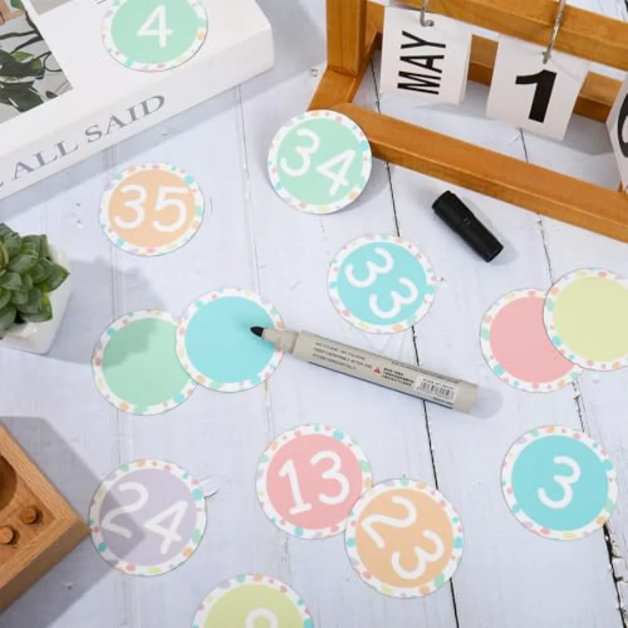 50 Pcs Pastel Number Magnetic Accents Number 0-36 Magnet Stickers with, view 3