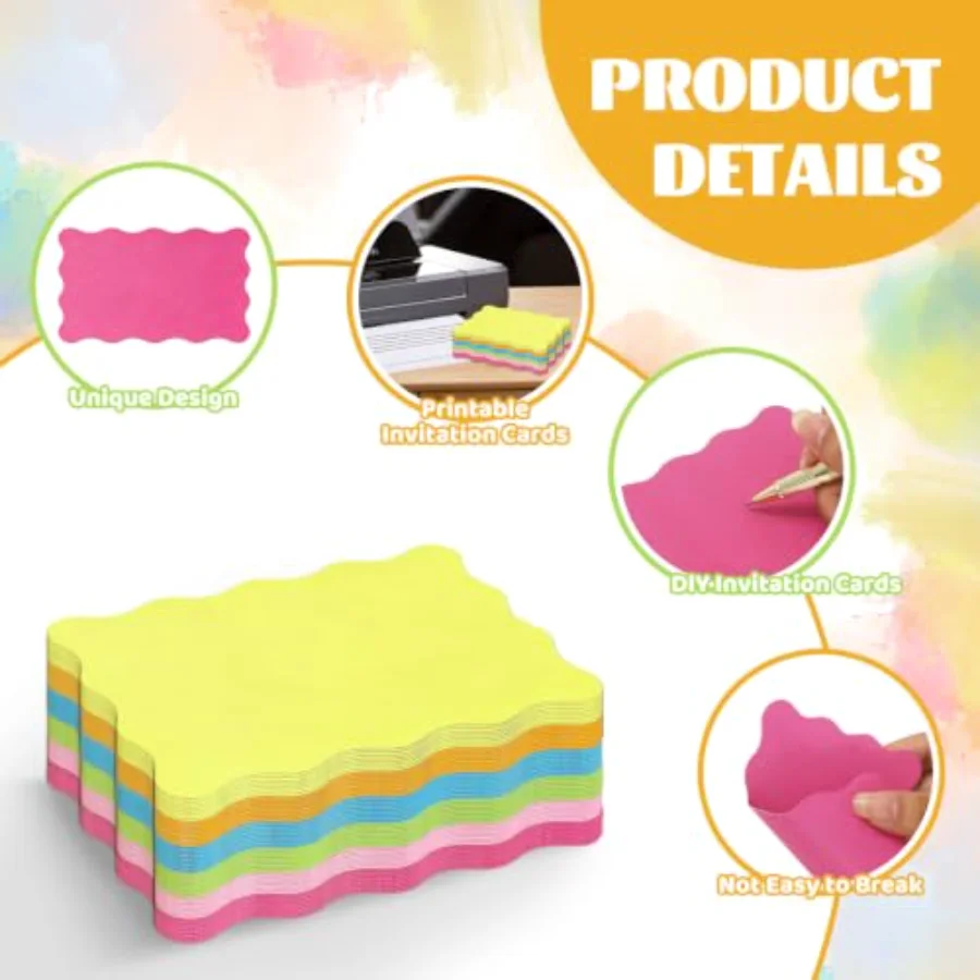 120Pcs Vibrant Scalloped Index Cards, view 3