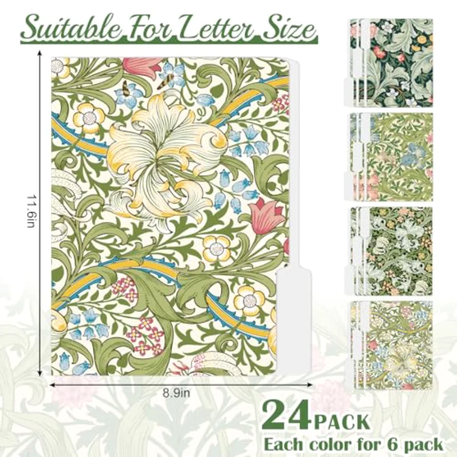 24 Pack Vintage Floral File Folders, view 2