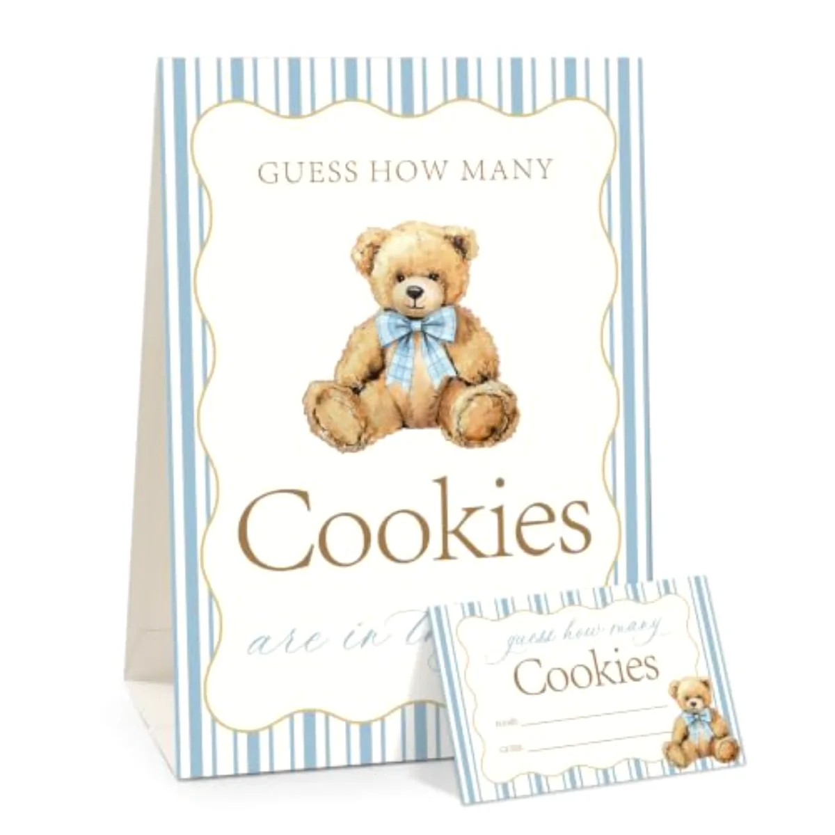 31Pcs Baby Shower Game Kit Guess How Many Cookies Game Cards with Standing