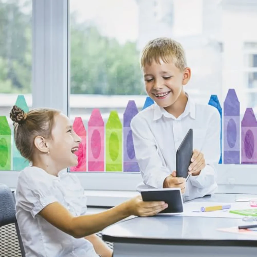 9 Sheets Back to School Crayon Window Clings Pastel Color Crayon Window, view 2