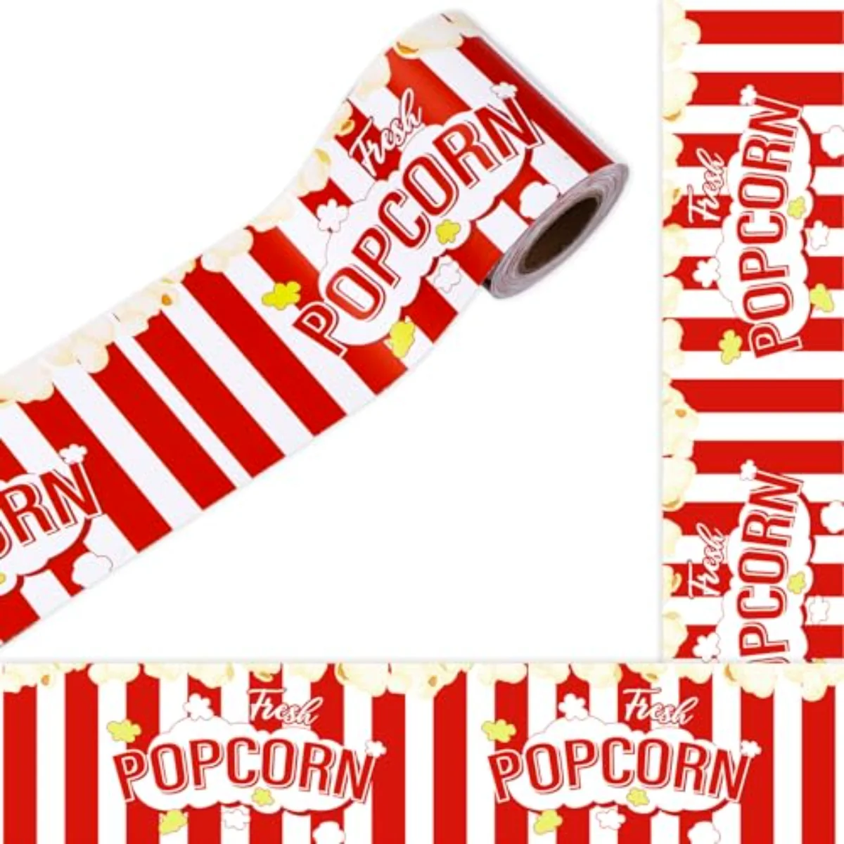 32.8ft Popcorn Bulletin Board Borders Red White Stripe Popcorn Die-Cut